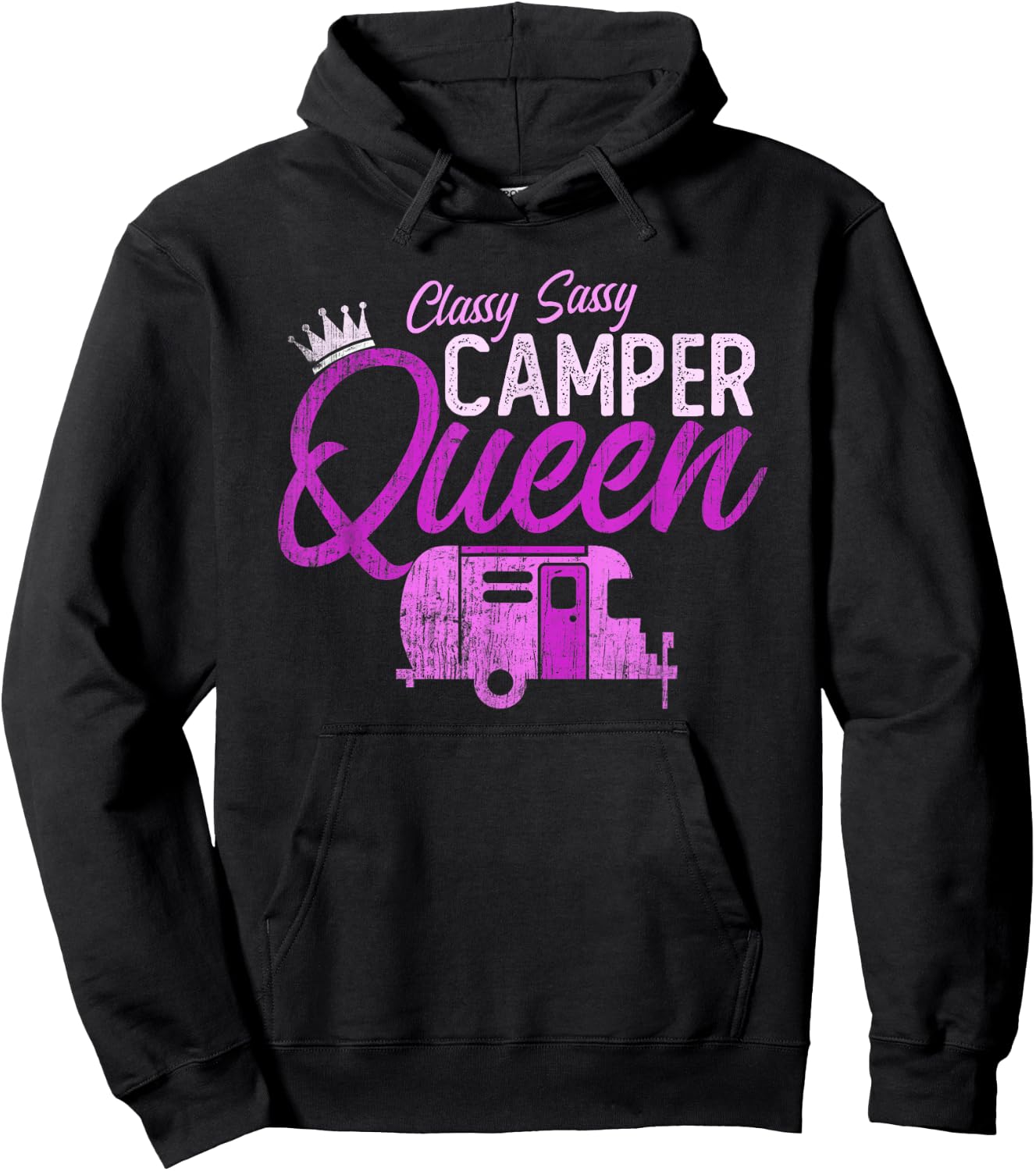 Funny Classy Sassy CAMPER QUEEN RV Princess Girl Camping Hoodie - Hoodie | Black