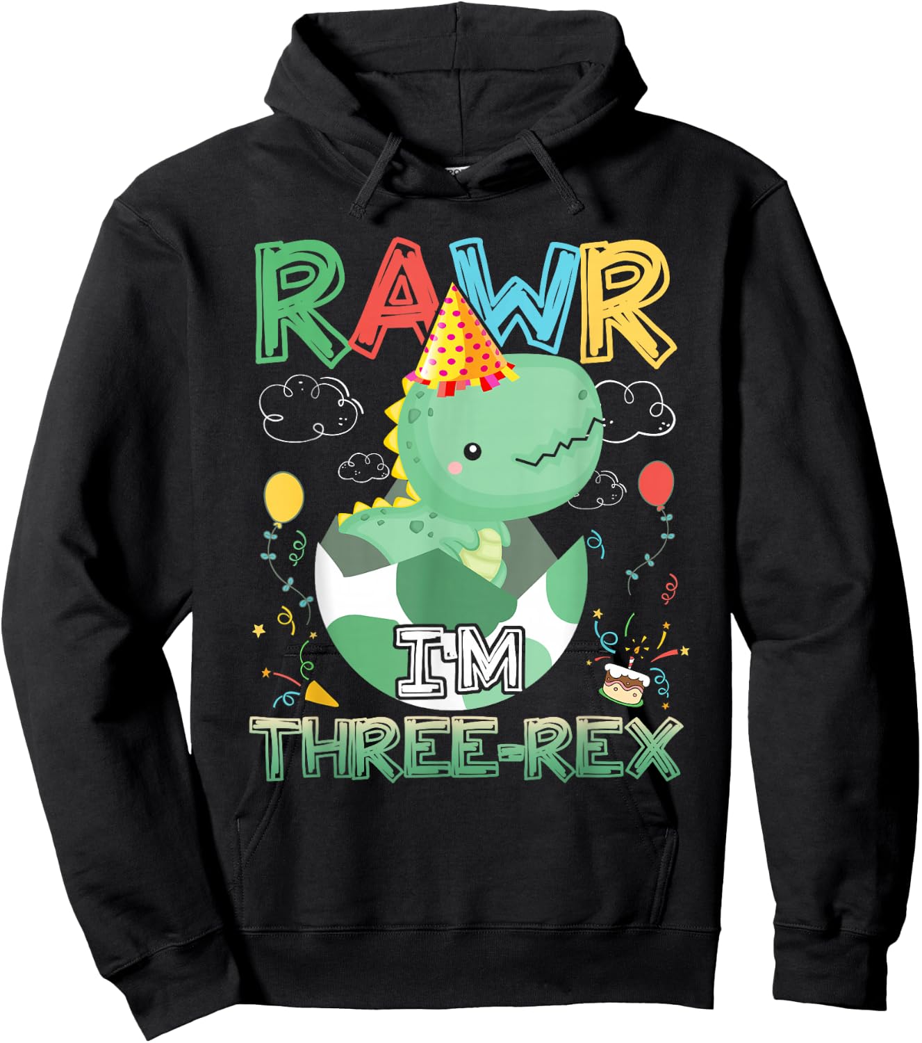 Kids Rawr I'm Three-Rex 3. Geburtstag 3 Jahre alter Dinosaurier Hoodie - Hoodie | Black