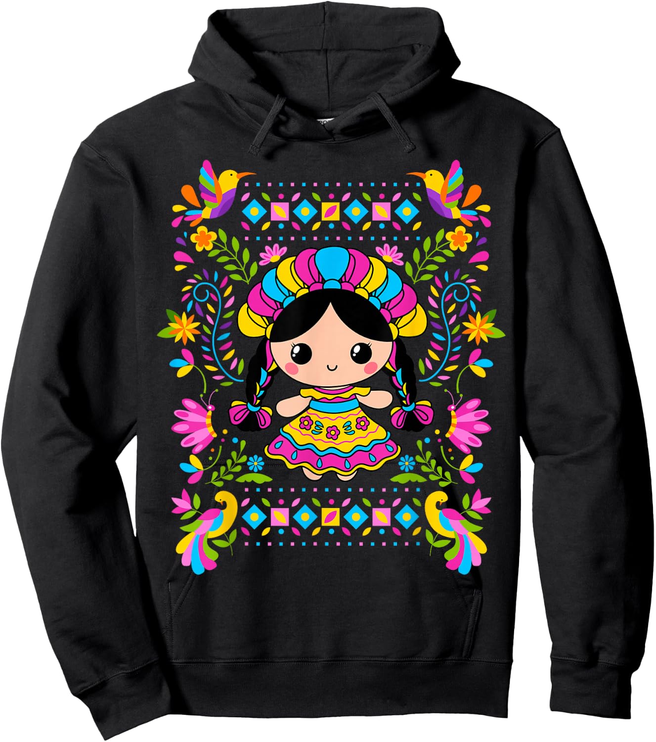 Muñeca Lele Mexican Maria Women Muñequita Mexicana Girl Hoodie - Hoodie | Black