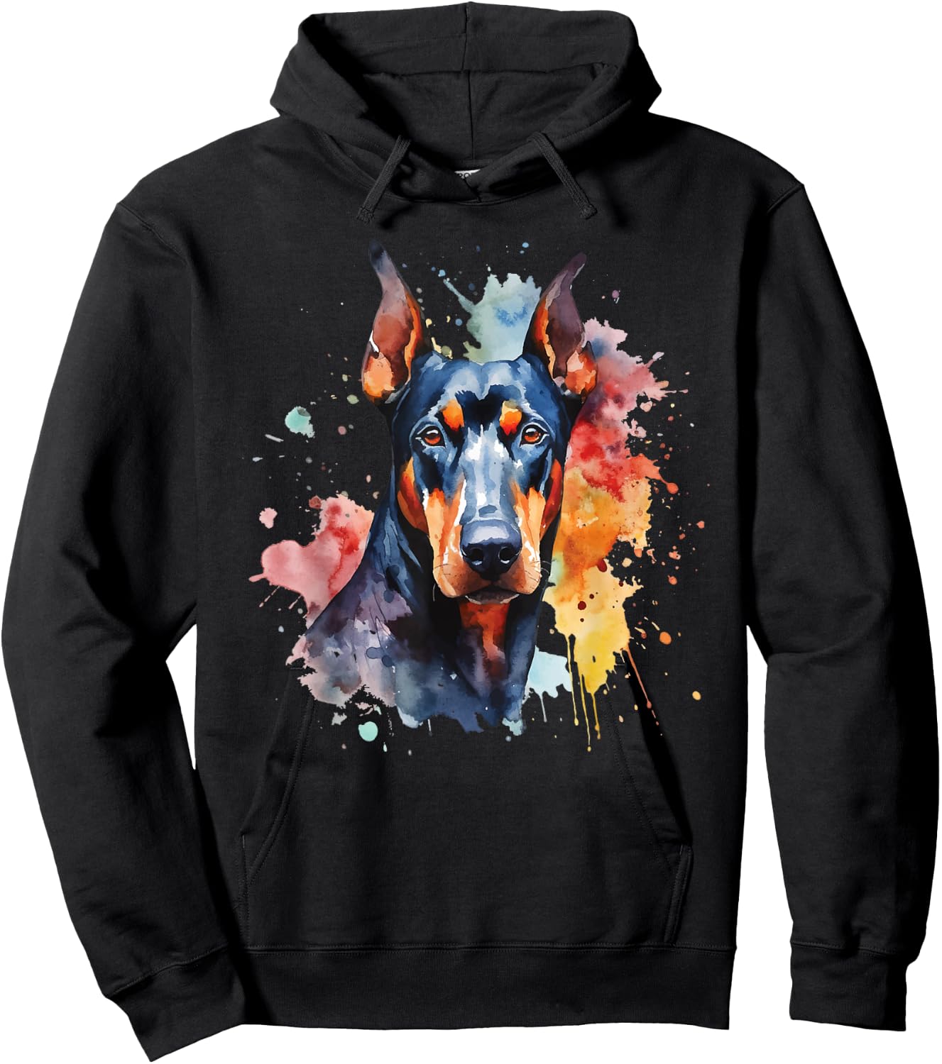 Doberman Pinscher Portrait - Dog Lover Pet Canine Lover Hoodie - Hoodie | Black