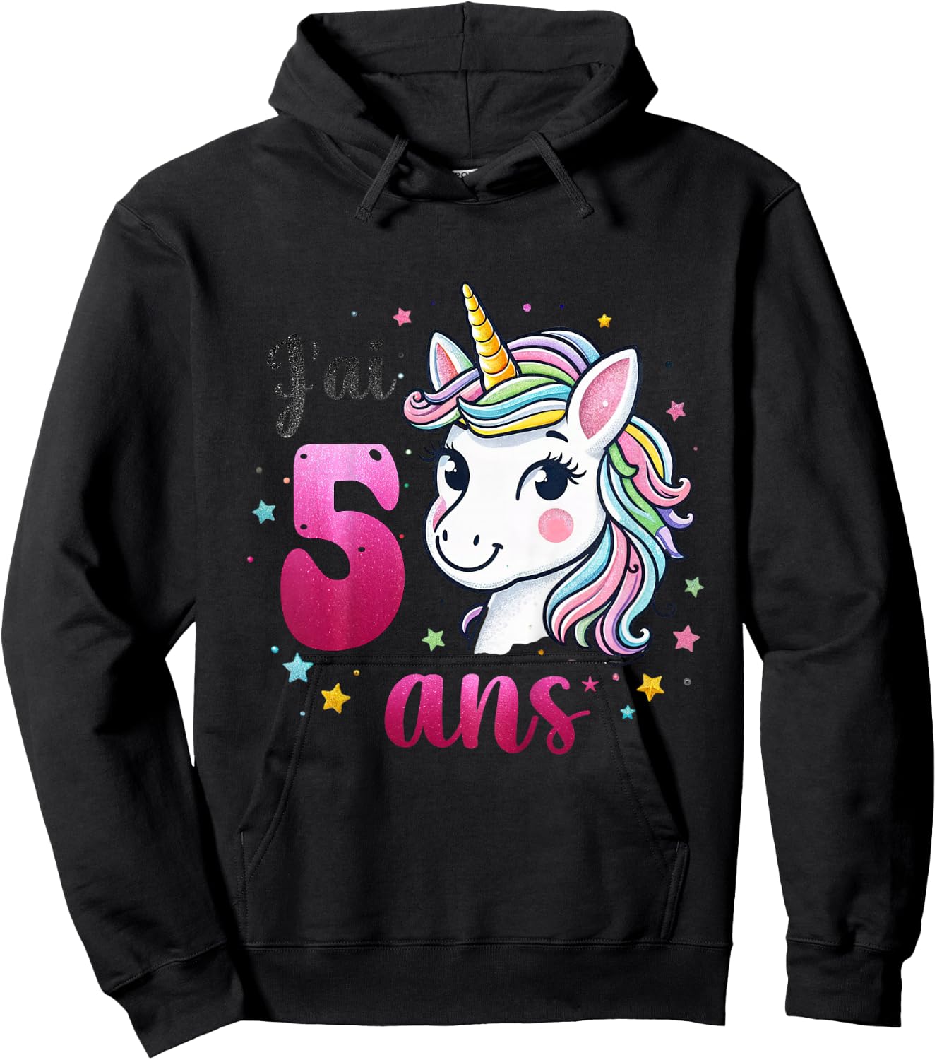 Children's Unicorn Girls I Have 5 Years Gift 5th Birthday , white, 2 Hoodie - Hoodie | Black