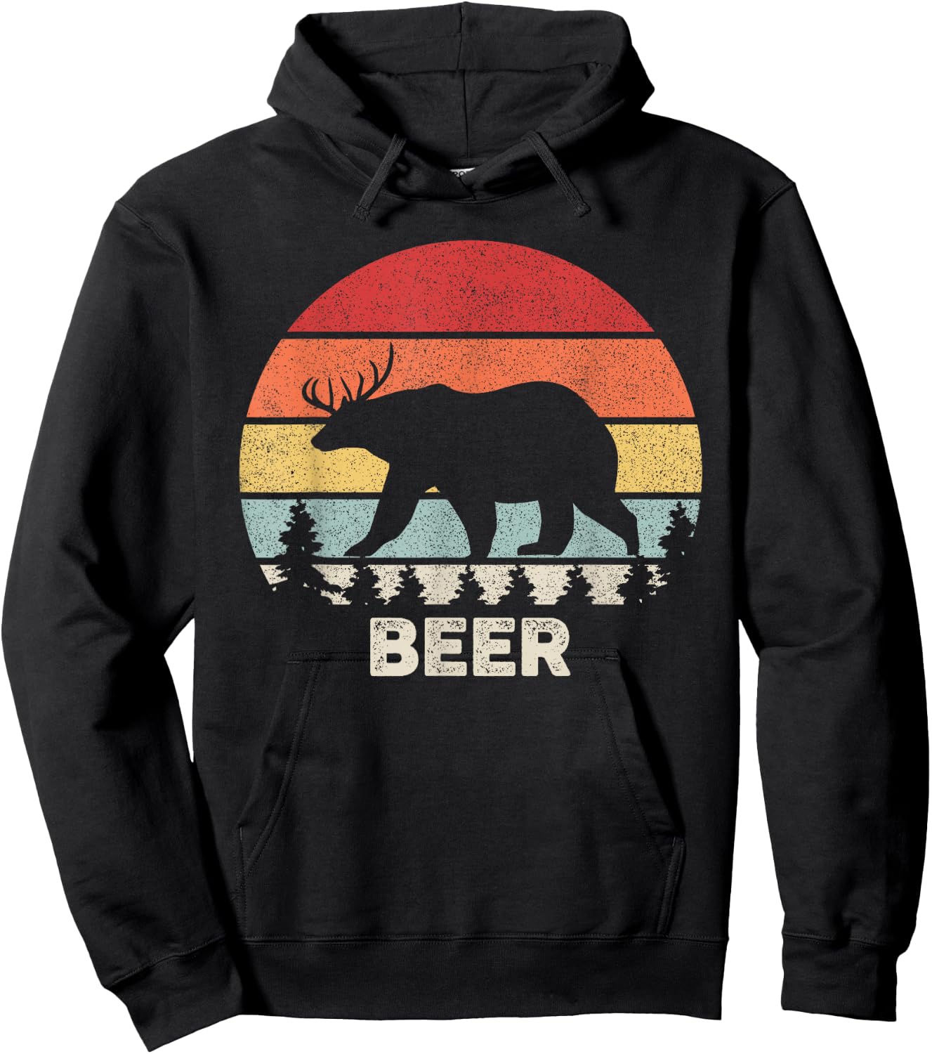 Retro Bear Deer Shirt Animal Lover Gifts Funny Beer Vintage Hoodie - Hoodie | Black