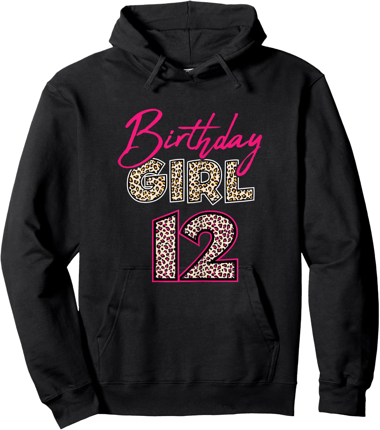 12th Birthday Girl Leopard 12 Years Old Hoodie - Hoodie | Black