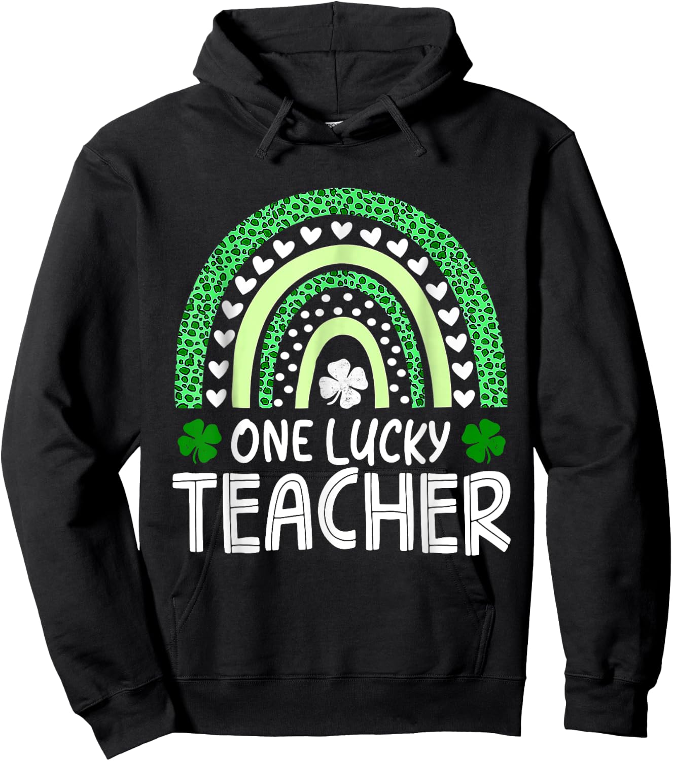 One Lucky Teacher Rainbow St Patricks Day Appreciation Irish Women Kids Hoodie - Hoodie | Black