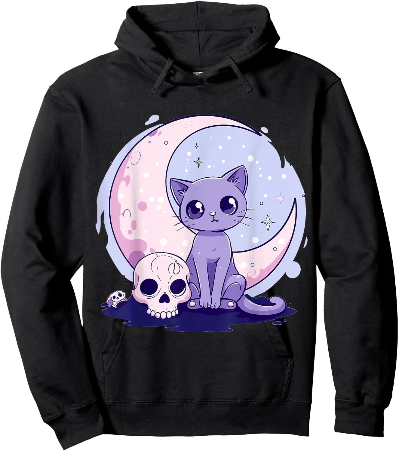 Goth Pastel Cute Creepy Kawaii Cat Kitten Hoodie - Hoodie | Black