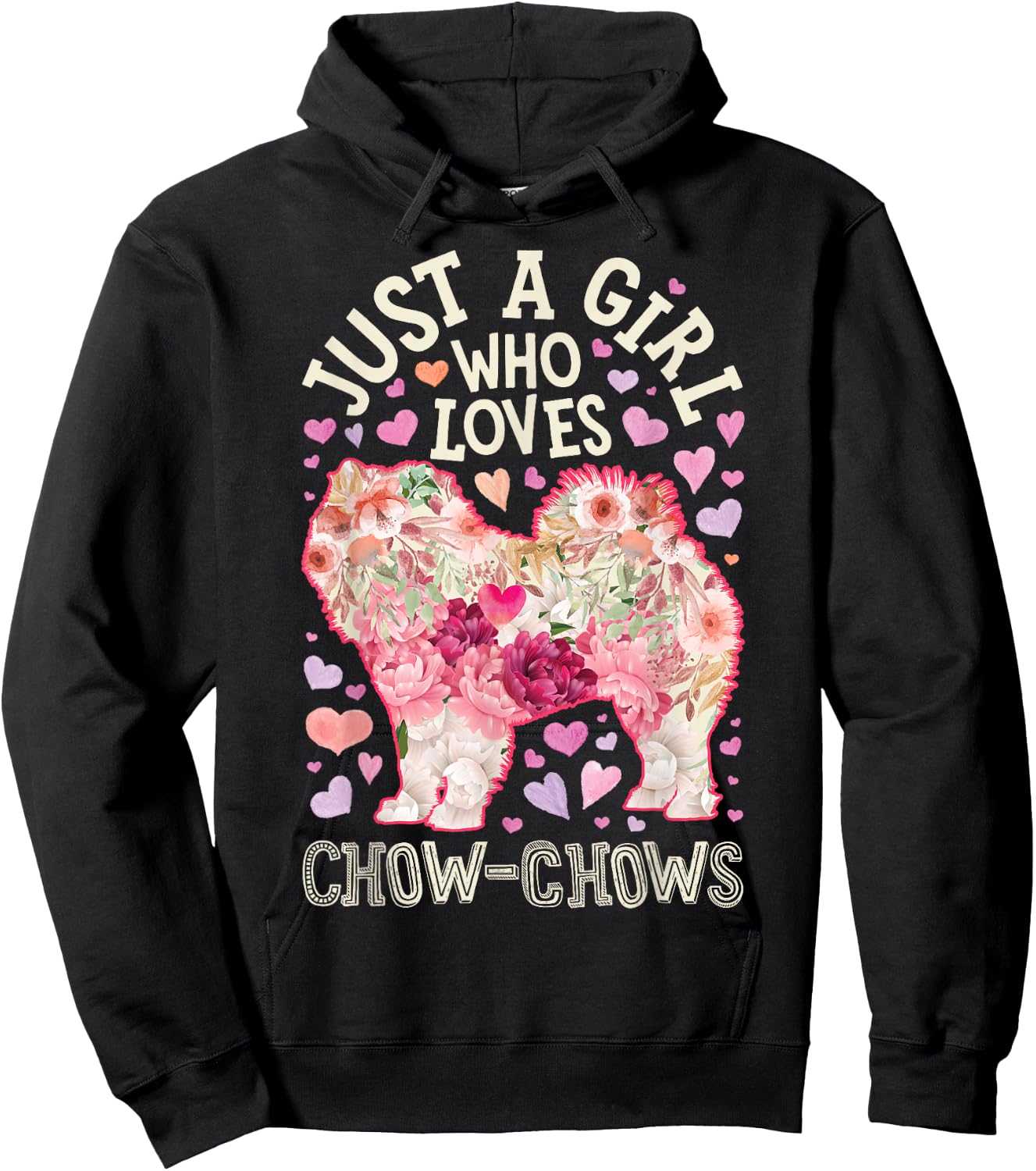 Chow Chow Just A Girl Who Loves Dog Flower Women Floral Hoodie - Hoodie | Black