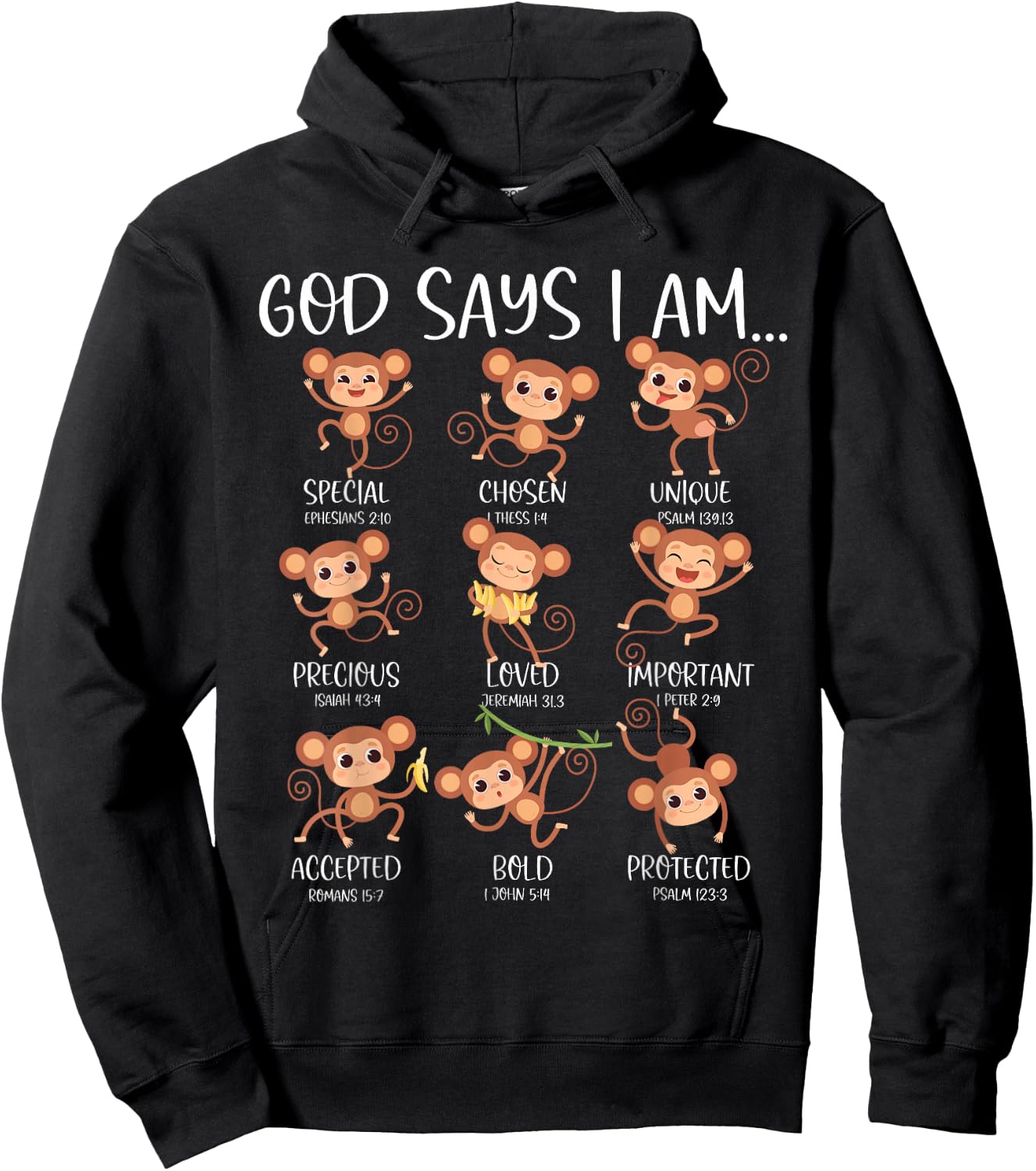 God Say I Am Love Monkeys Cute Bible Quotes Cute Monkey Love Hoodie - Hoodie | Black