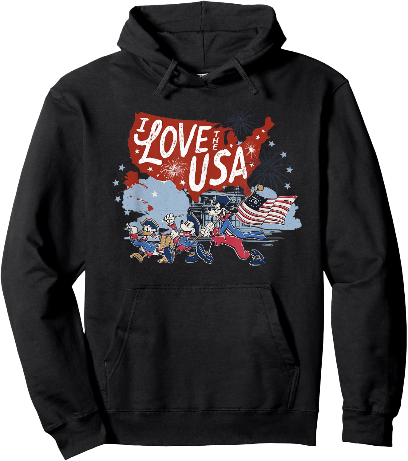 Disney Mickey Mouse & Friends I Love The USA Fourth of July Hoodie - Hoodie | Black