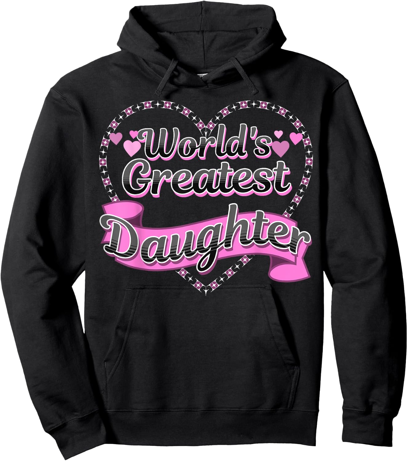 World's Greatest Daughter - Cute Best Daughter Pink Hearts Hoodie - Hoodie | Black