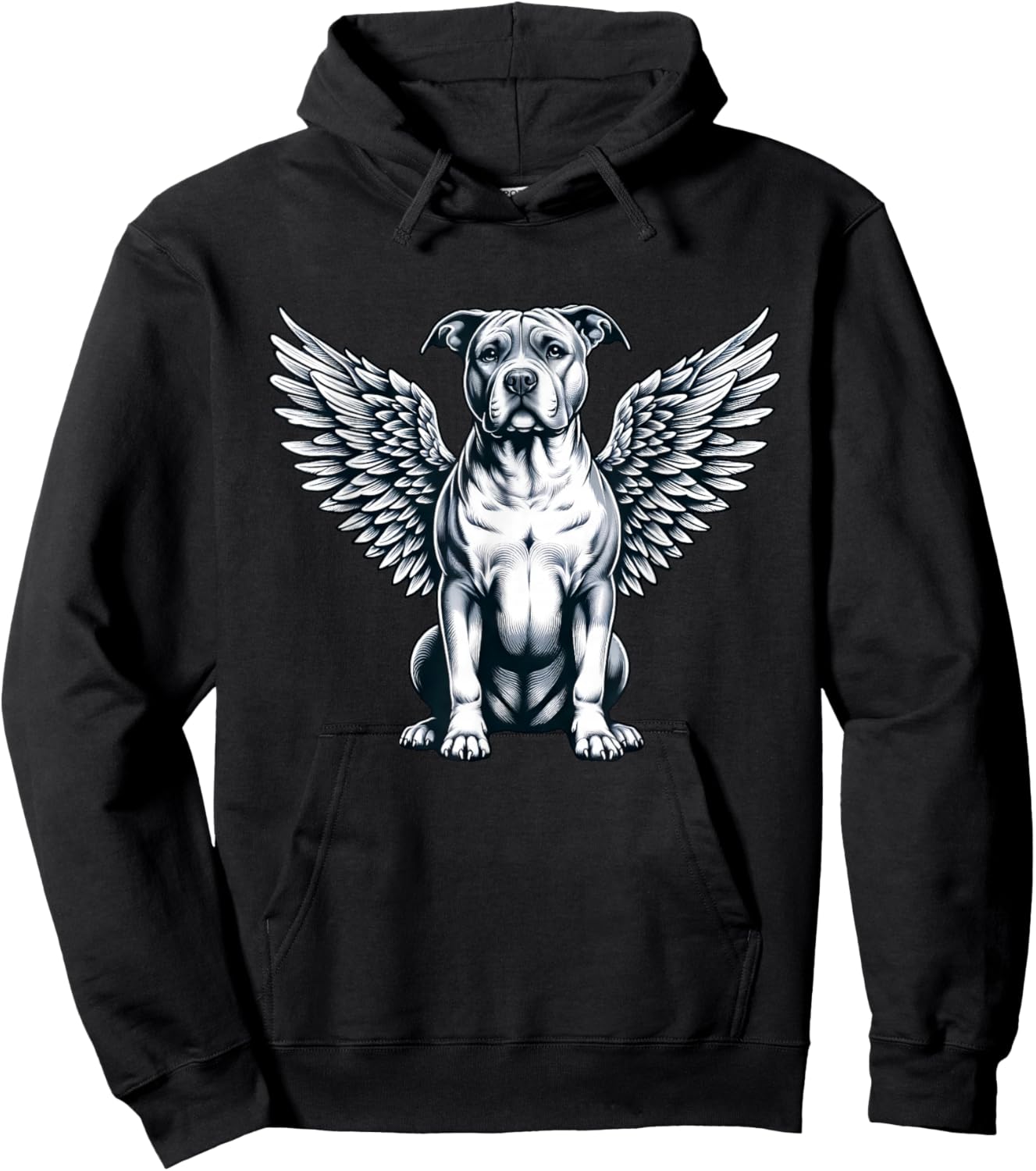 Pitbull Angel Dog with Wings Hoodie - Hoodie | Black