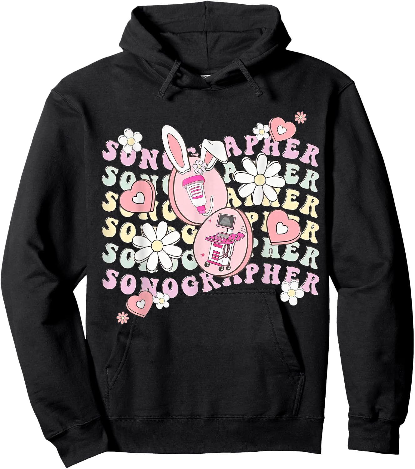 Sonographer Easter, Ultrasound Tech Technologist Easter Hoodie - Hoodie | Black