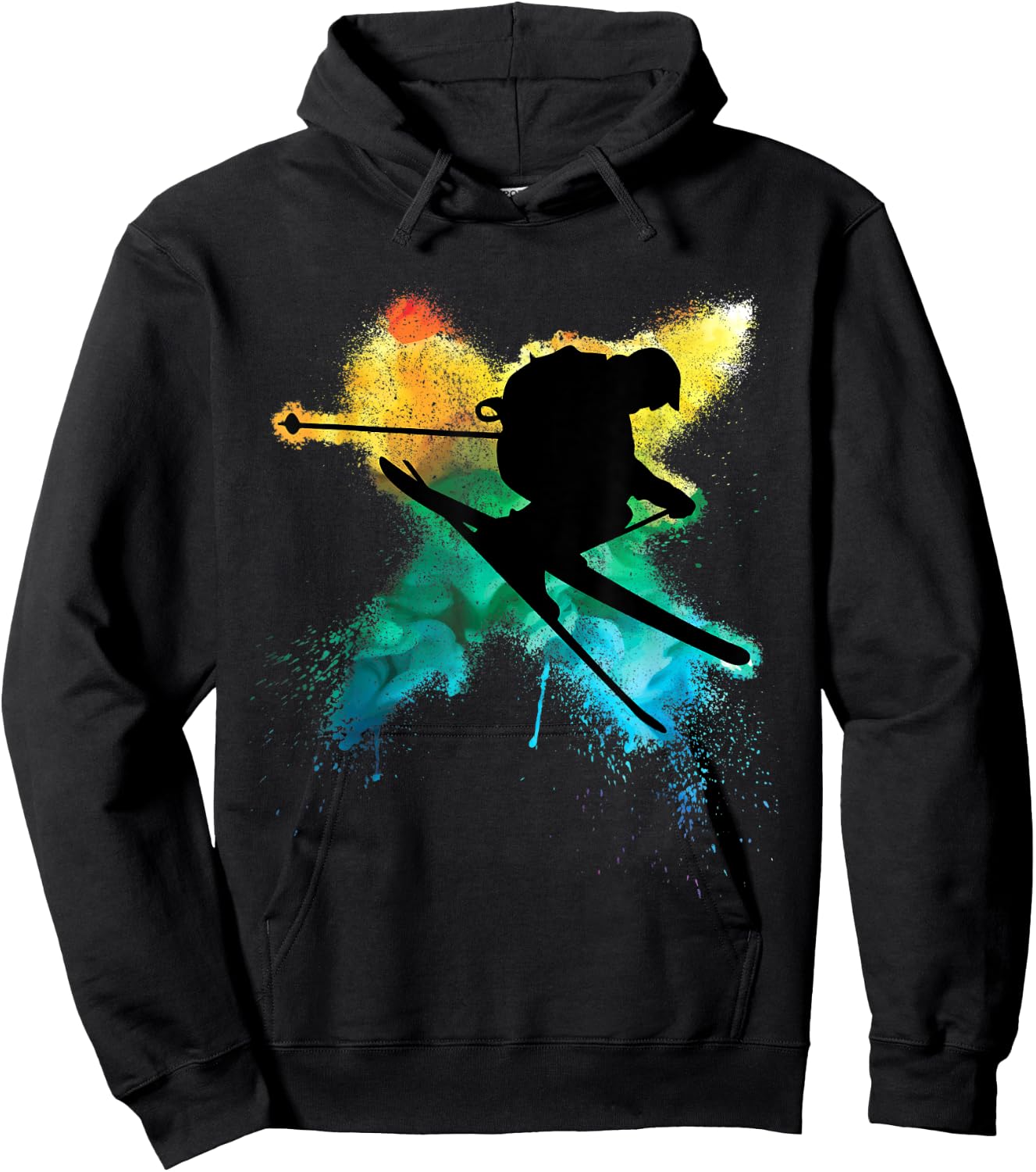 Cool boy jumps with ski during alpine skiing Hoodie - Hoodie | Black