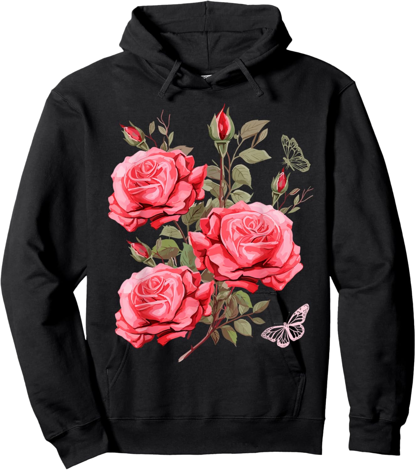 Gärtner Flower Rosenstrauß mit rosa Rosen und Rosenblüten Hoodie - Hoodie | Black