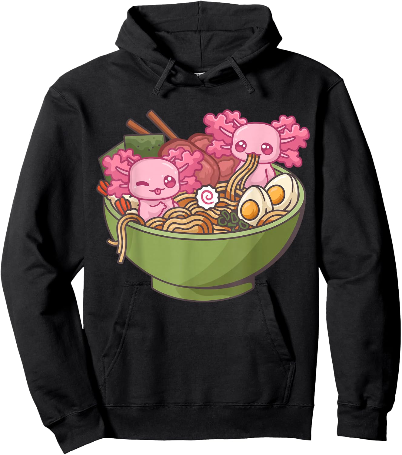 Axolotl Ramen Bowl Kawaii Anime Hoodie - Hoodie | Black