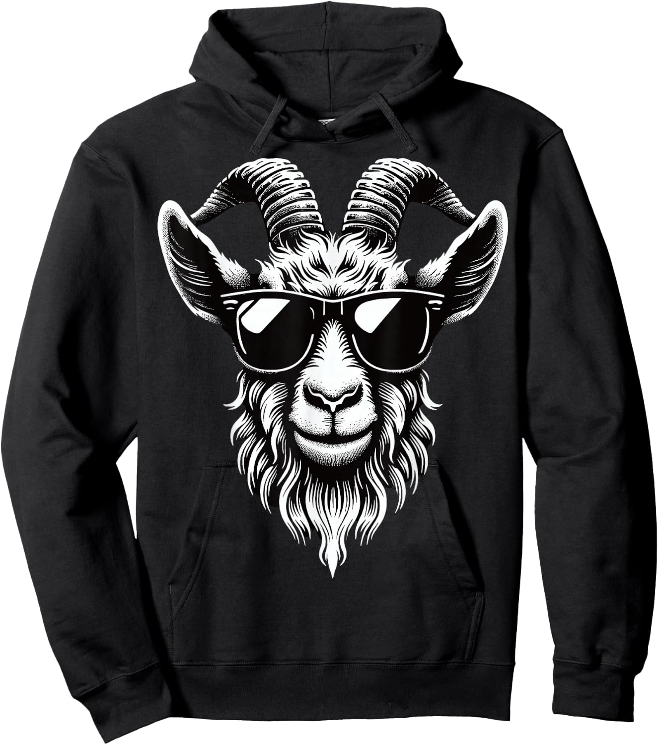 Goat with Sunglasses Hoodie - Hoodie | Black