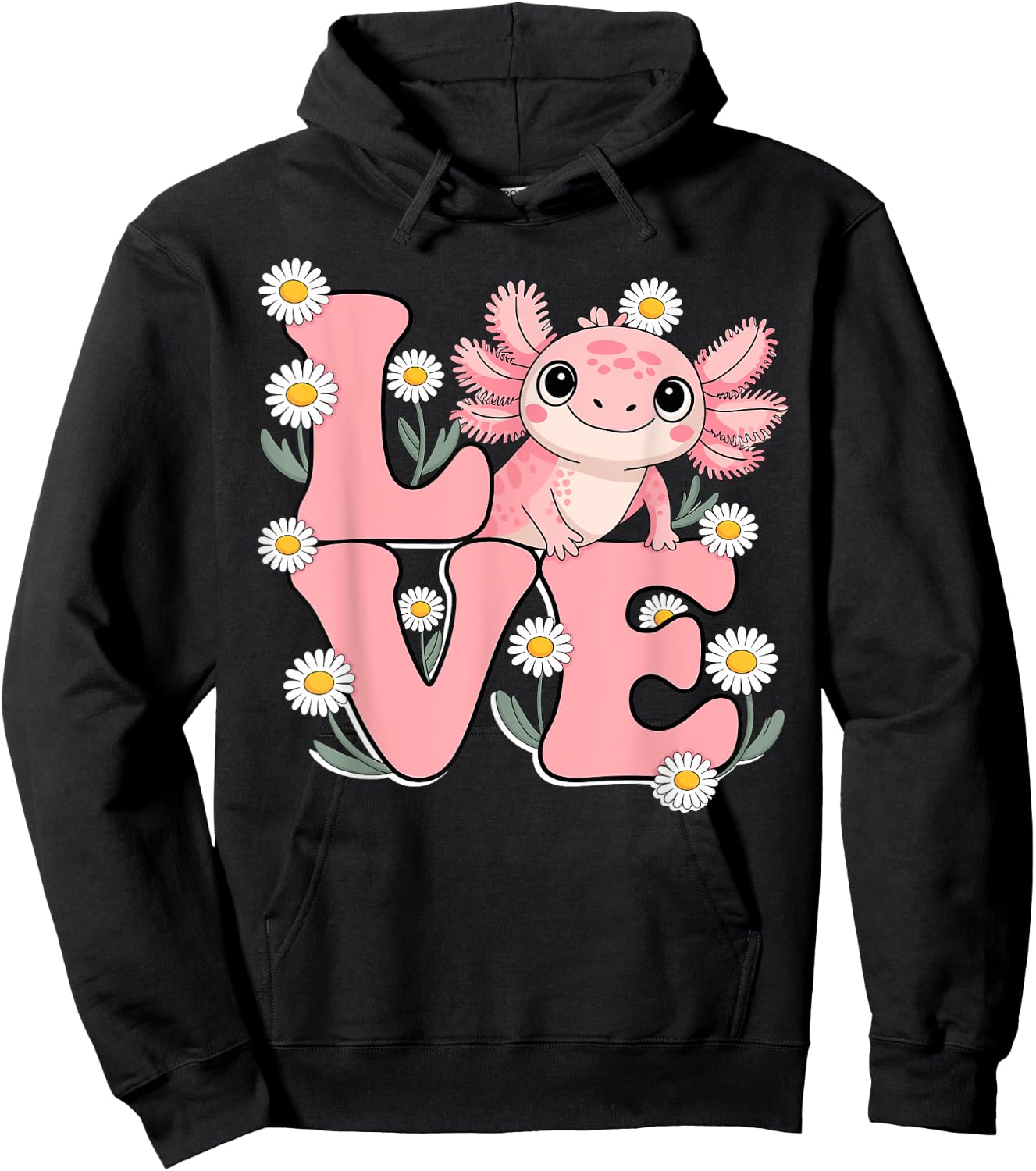 Axolotl shirt Love Cute Kawaii Boys Women Girls Kids Hoodie - Hoodie | Black