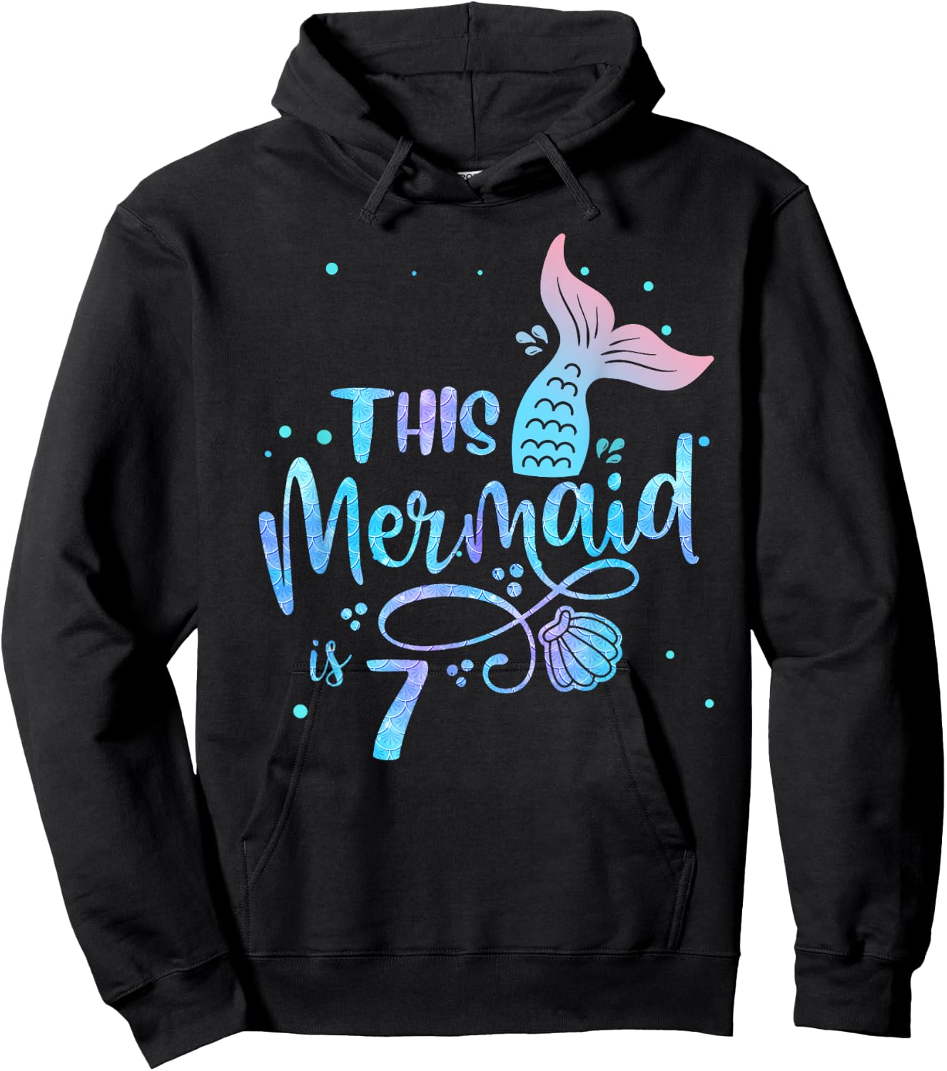 This Mermaid Is 7 Years Old 7th Birthday Mermaid Girl Hoodie - Hoodie | Black