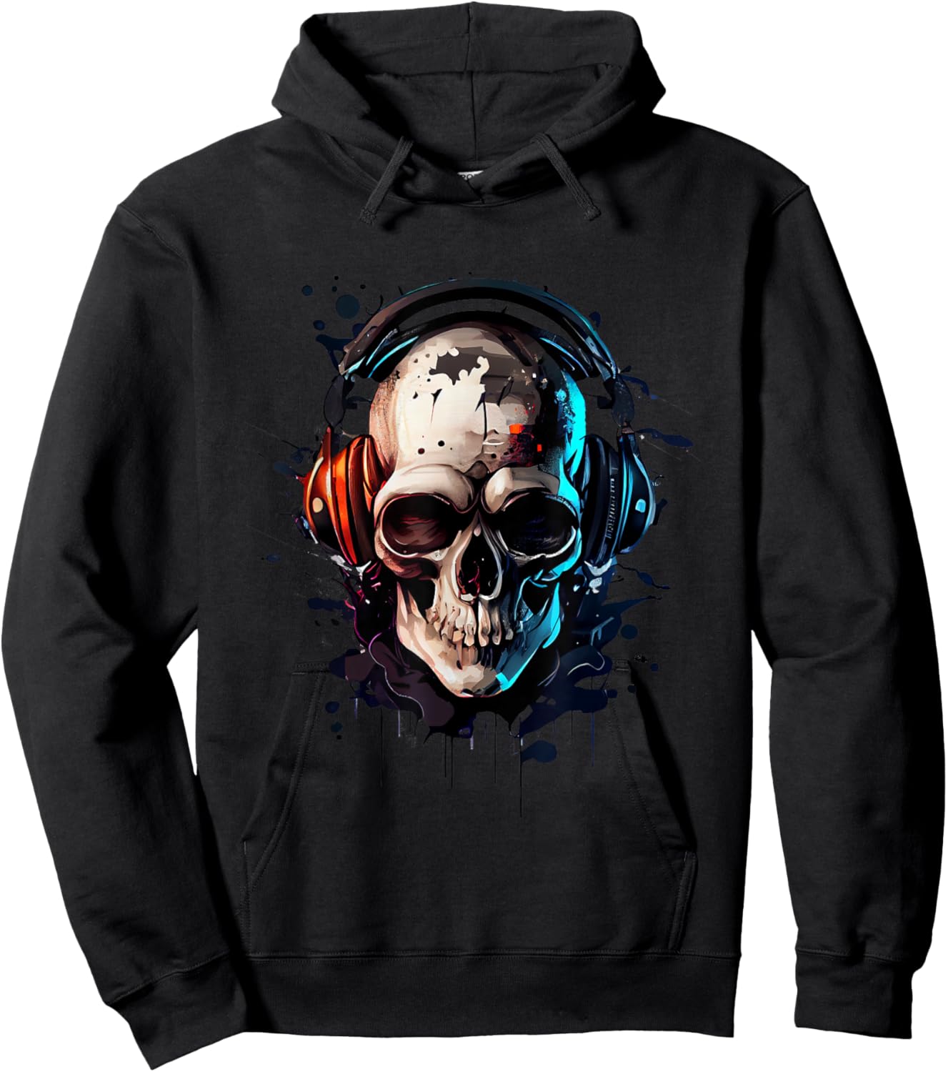 Skull DJ with Headphones for Musicians and Music Fans , black Hoodie - Hoodie | Black