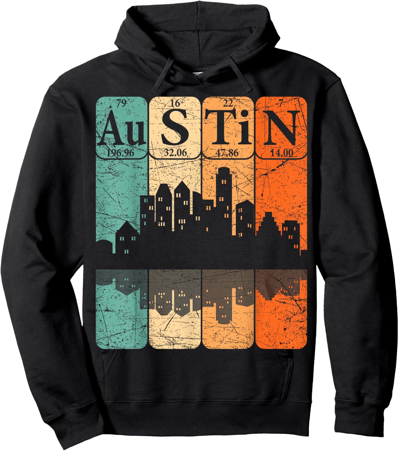 Austin Periodic Table Elements Austin Skyline Retro Hoodie - Hoodie | Black
