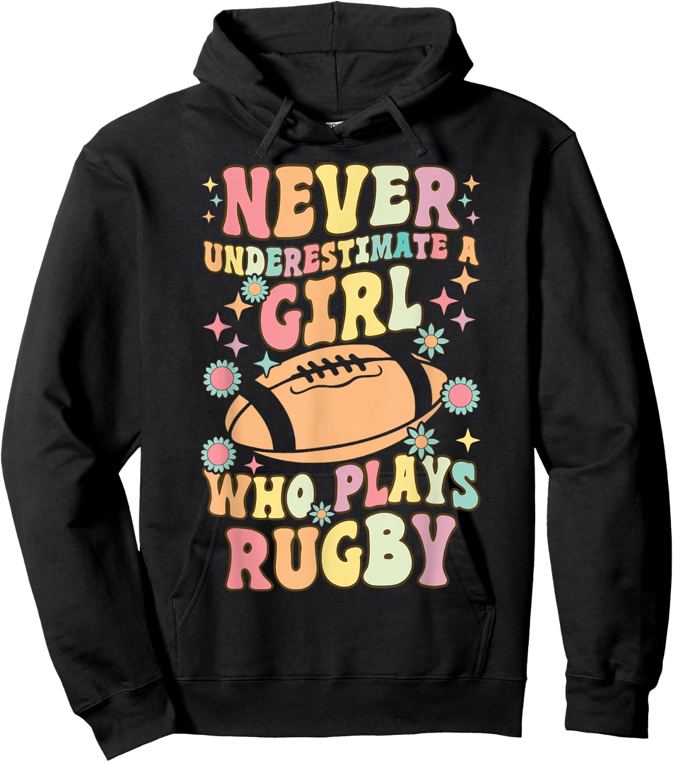 A Girl Who Plays Rugby Groovy Rugby Girl Female Rugby Player Hoodie - Hoodie | Black