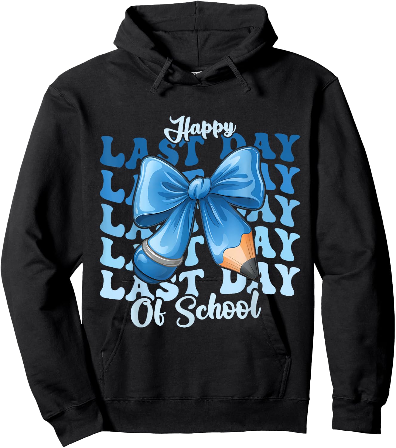 Happy Last Day Of School Coquette Bow Hoodie - Hoodie | Black