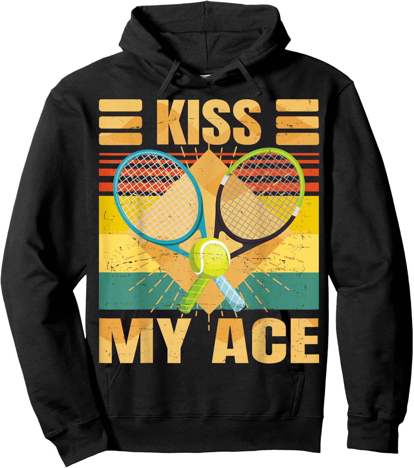 Kiss My Ace - Tennis Player - Funny Retro Sarcasm - Tennis Hoodie - Hoodie | Black