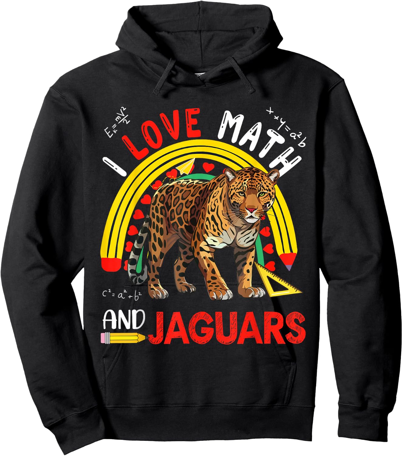 I Love Math And Jaguars Costume Teachers Students Hoodie - Hoodie | Black