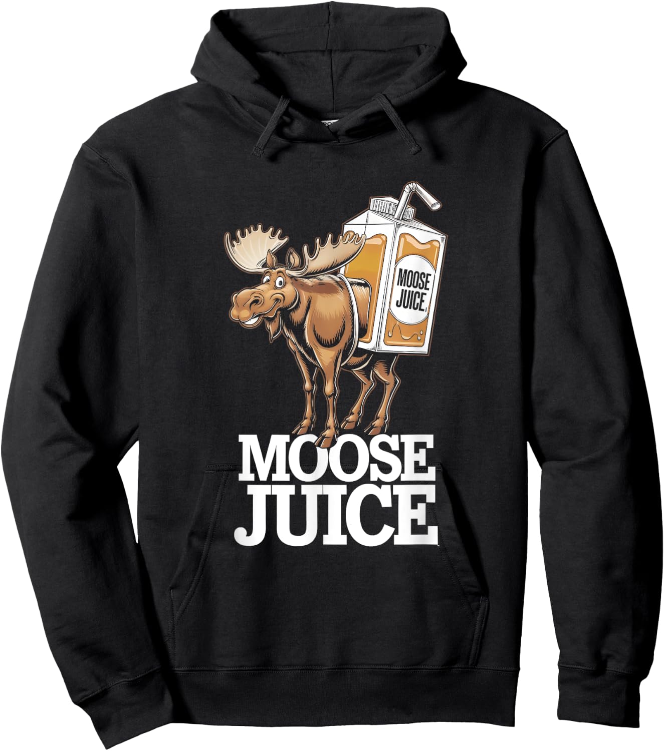 Funny Cartoon Moose Juice Hoodie - Hoodie | Black