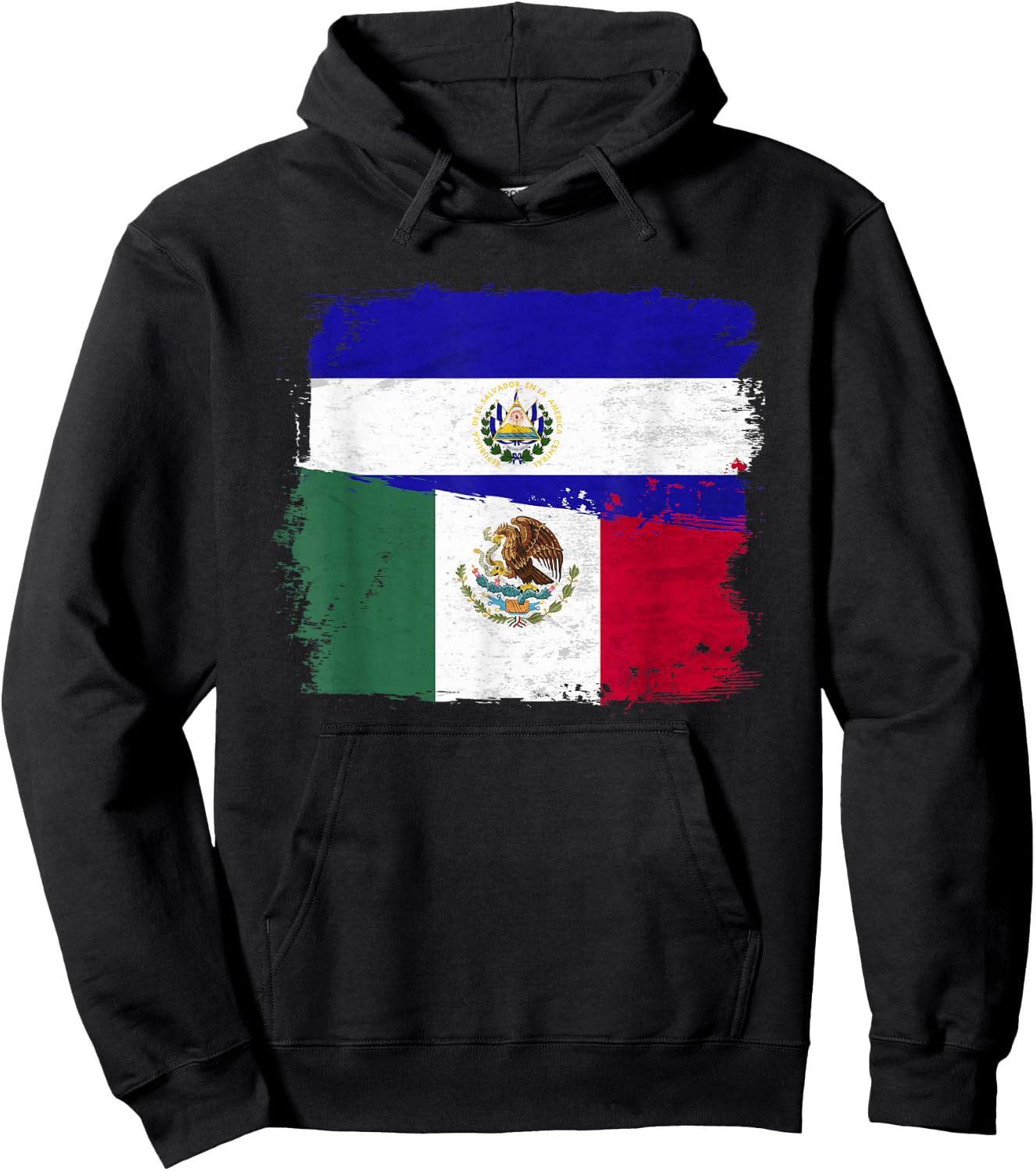 MEXICAN El Salvador Flag Half Mexican El Salvadoria Flag Hoodie - Hoodie | Black
