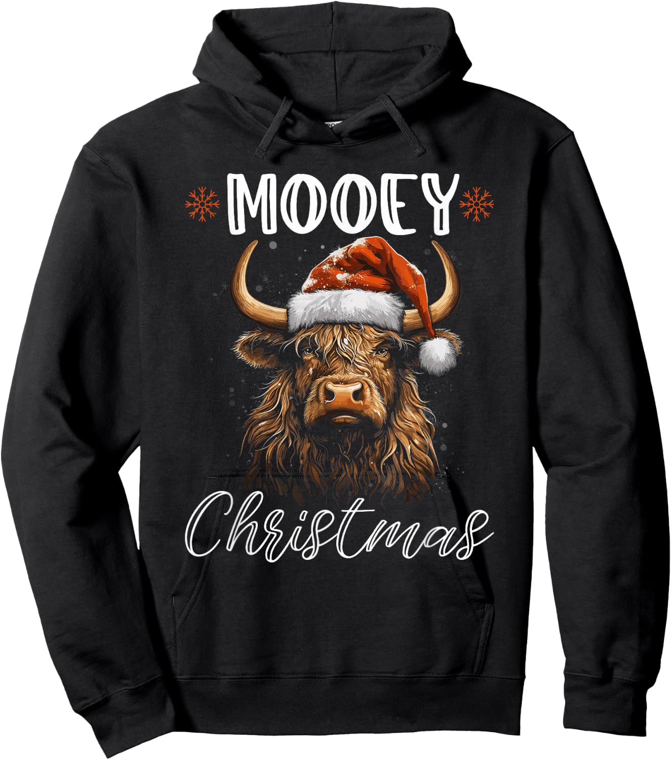Christmas Highland Cow, Mooey Christmas Western Girl Country Hoodie - Hoodie | Black