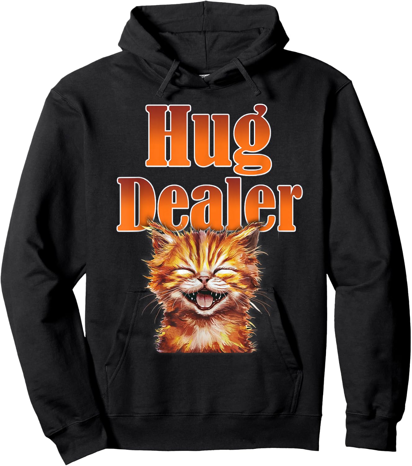 Adorable Kitten with Huge Smile Hug Dealer for Cat Lovers Hoodie - Hoodie | Black