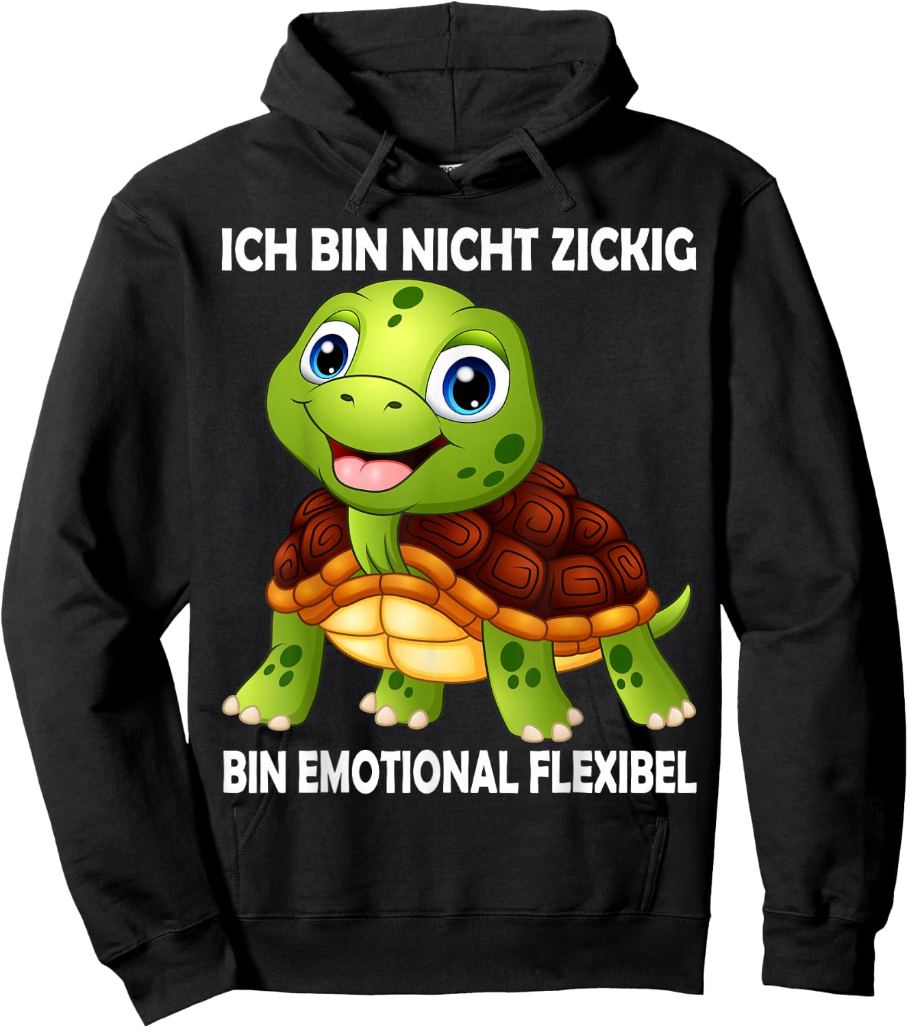 with German Text "Ich Bin Nicht Zickig Schildkröt", Funny Turtles, black Hoodie - Hoodie | Black