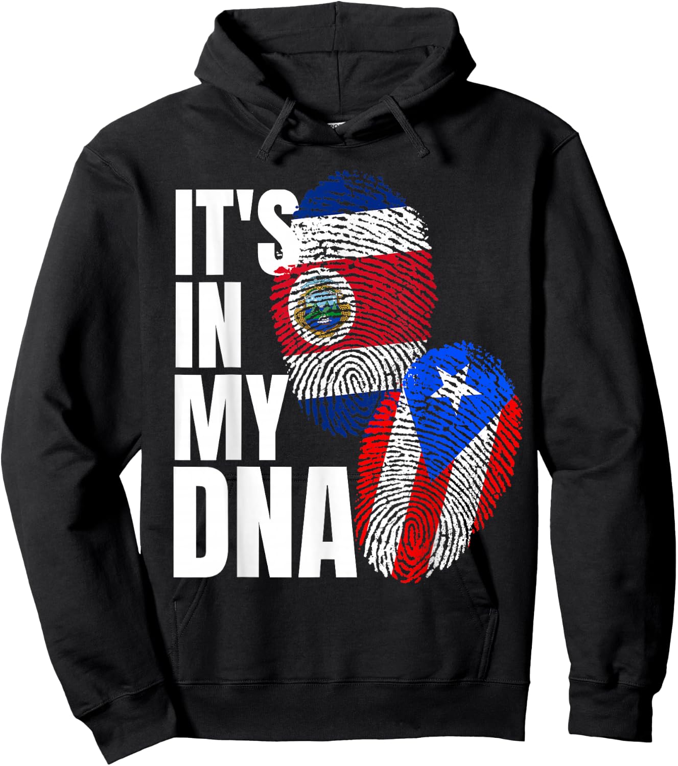 Costa Rican And Puerto Rican DNA Flag Heritage Hoodie - Hoodie | Black