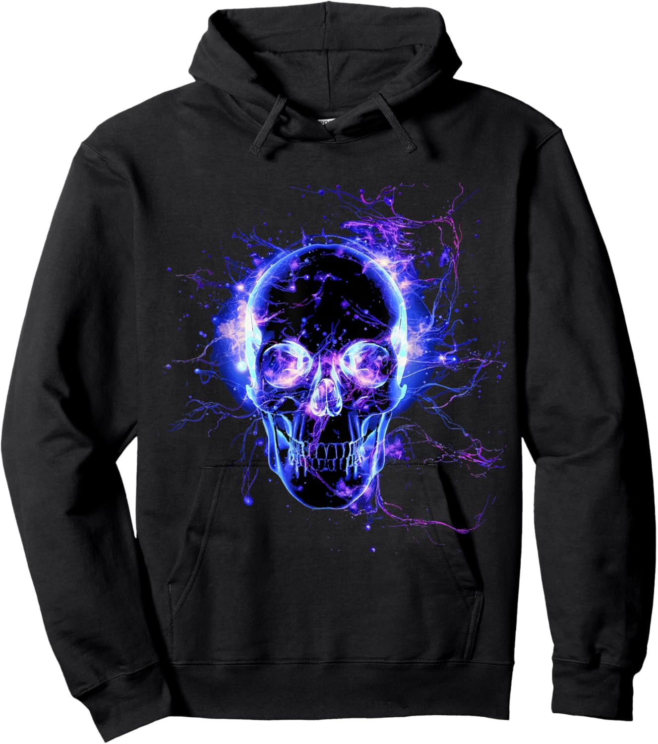 Skeleton Skull Biker Rocker Skull Punk Rock , Black, S Hoodie - Hoodie | Black