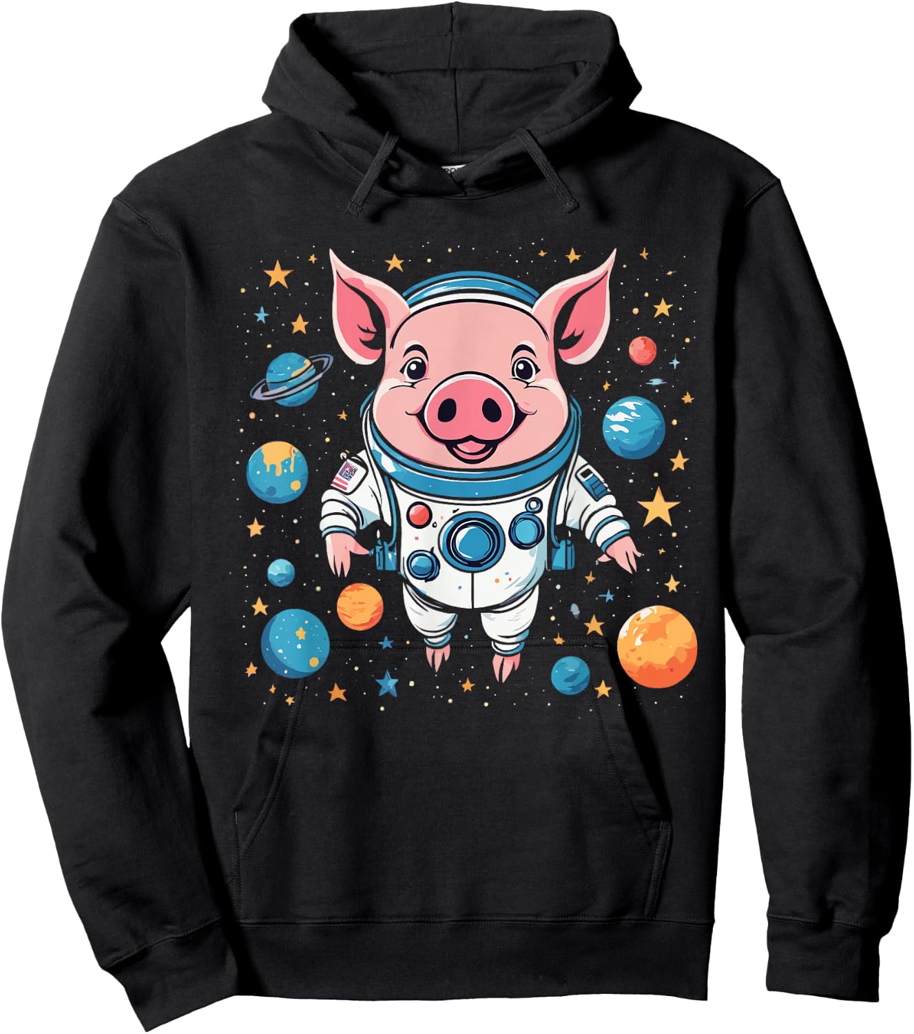 Pig in Space - Cute Funny Astronaut Pig with Planets STEM Hoodie - Hoodie | Black