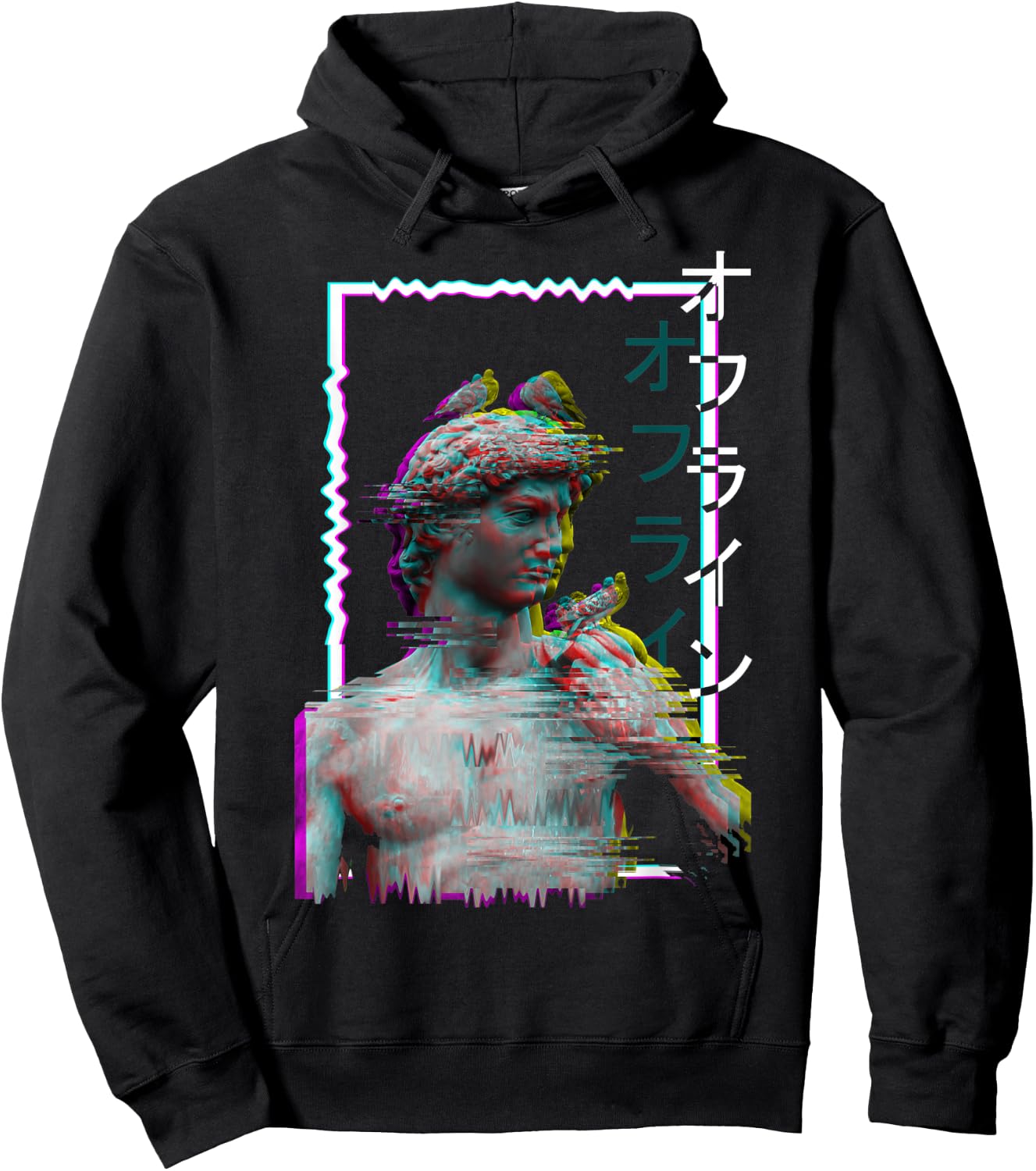 Greek Statue Ancient Vaporwave Aesthetic Synthwave Glitch Hoodie - Hoodie | Black