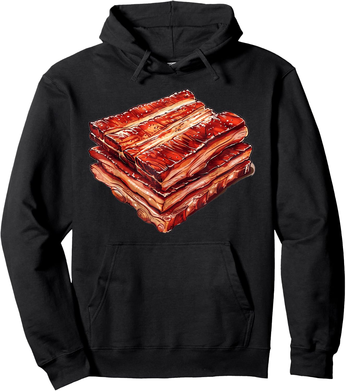 Pork Belly With A Vintage Look Hoodie - Hoodie | Black