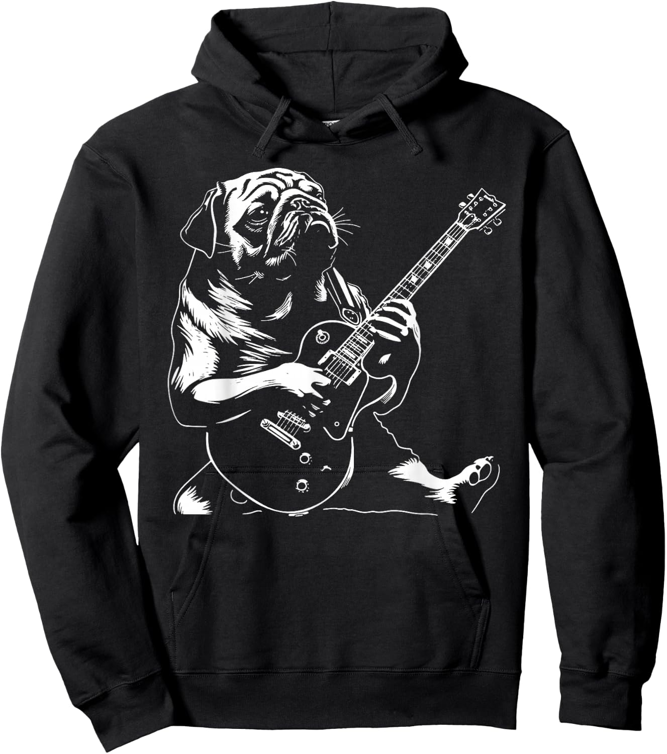 Dog Guitarist Guitar - Pug Dad Mom Women Hoodie - Hoodie | Black