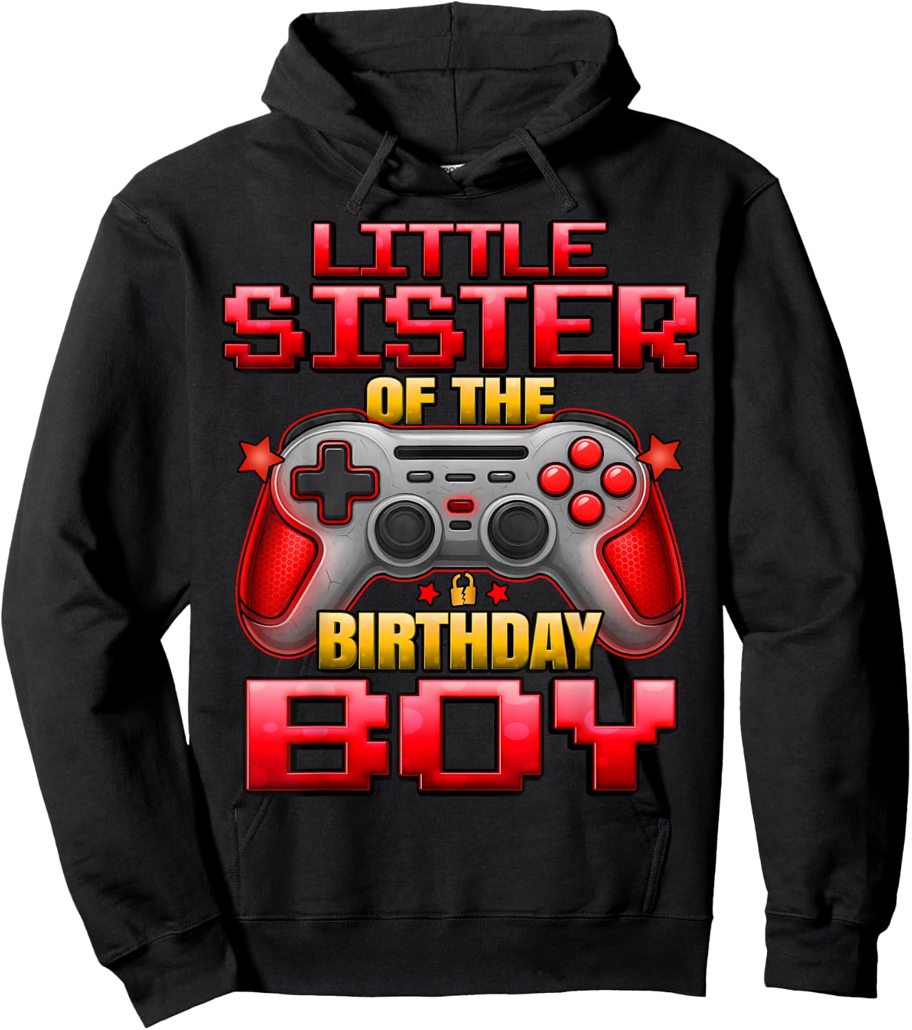 Little Sister of The Birthday Boy Matching Family Lil Sister Hoodie - Hoodie | Black