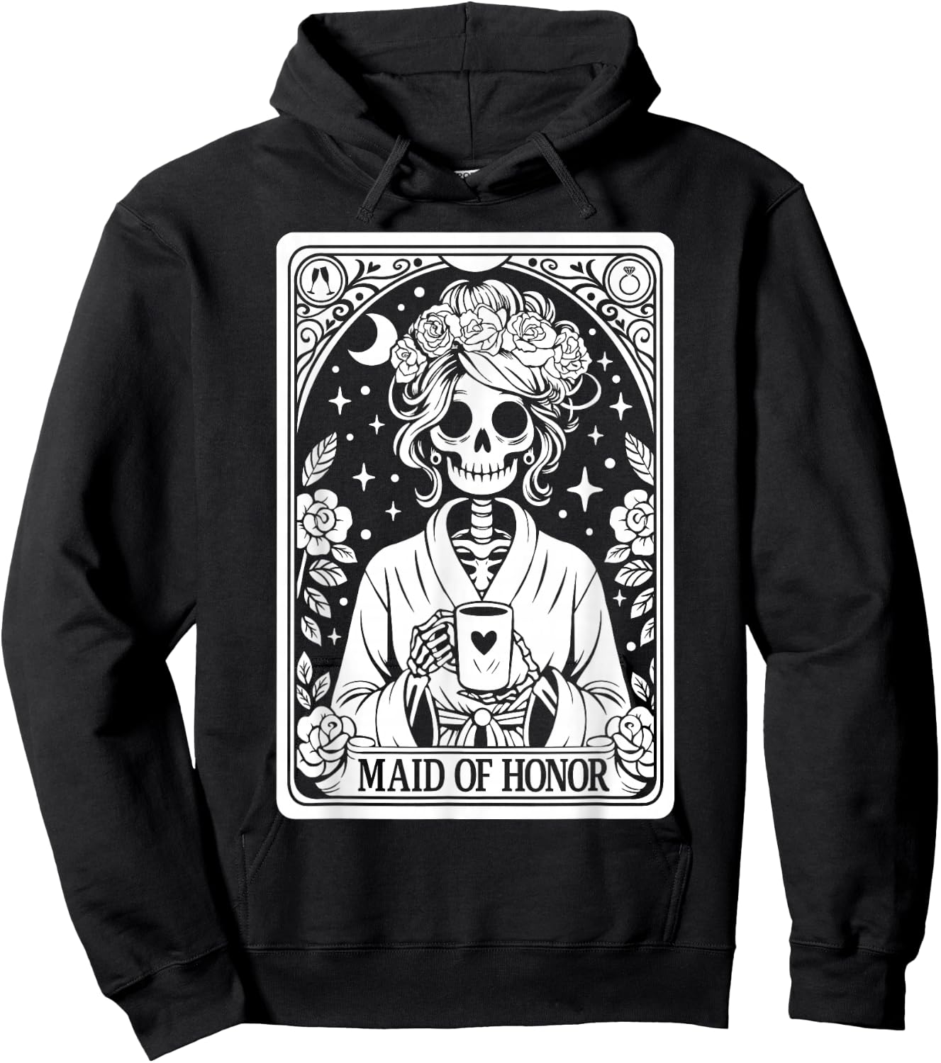 Maid of Honor Skeleton Wedding Bachelorette Gothic Matching Hoodie - Hoodie | Black