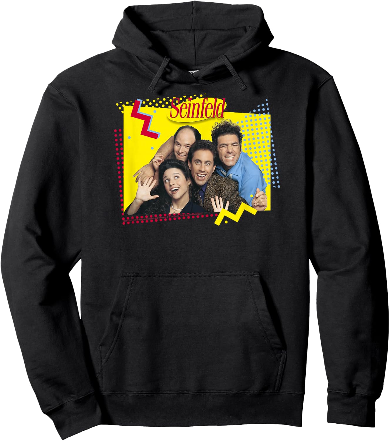 Seinfeld 90's Cast Photo with Squiggles Funny 90's TV Show Hoodie - Hoodie | Black