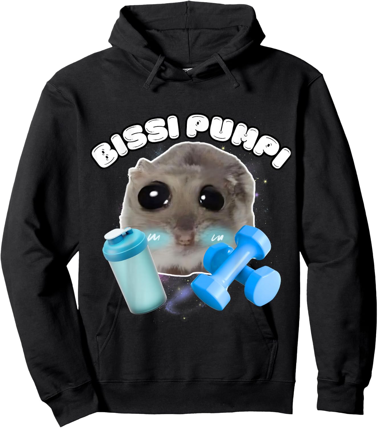 Bissi Pumpi Funny Sad Hamster Cute Hamstie , black Hoodie - Hoodie | Black