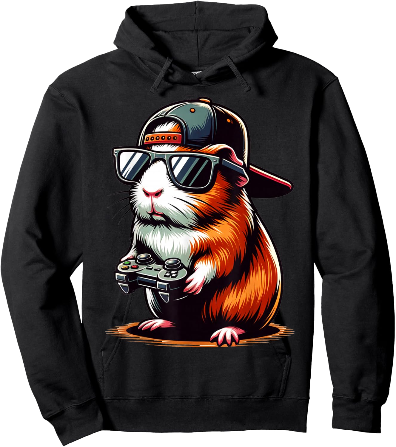 Cool Guinea Pig Playing Video Games. Funny Gamer Guinea Pig Hoodie - Hoodie | Black