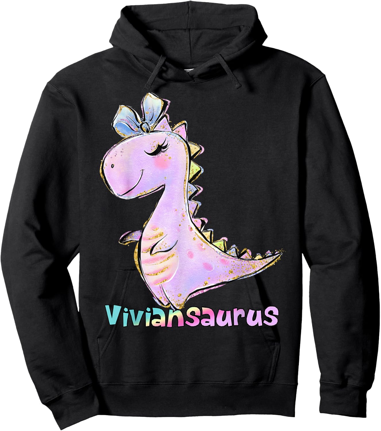 Vivian Name Shirt Girl Dinosaur Birthday Party Viviansaurus Hoodie - Hoodie | Black