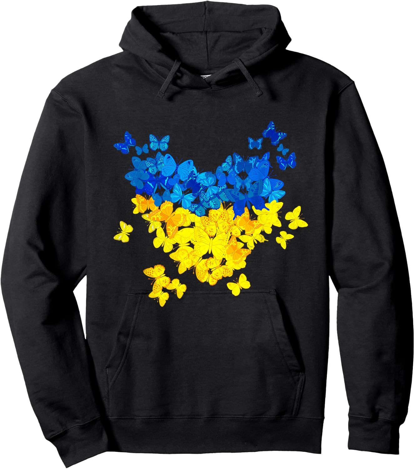 Butterfly Heart Ukraine Flag Ukrainian Ukrainian , black Hoodie - Hoodie | Black