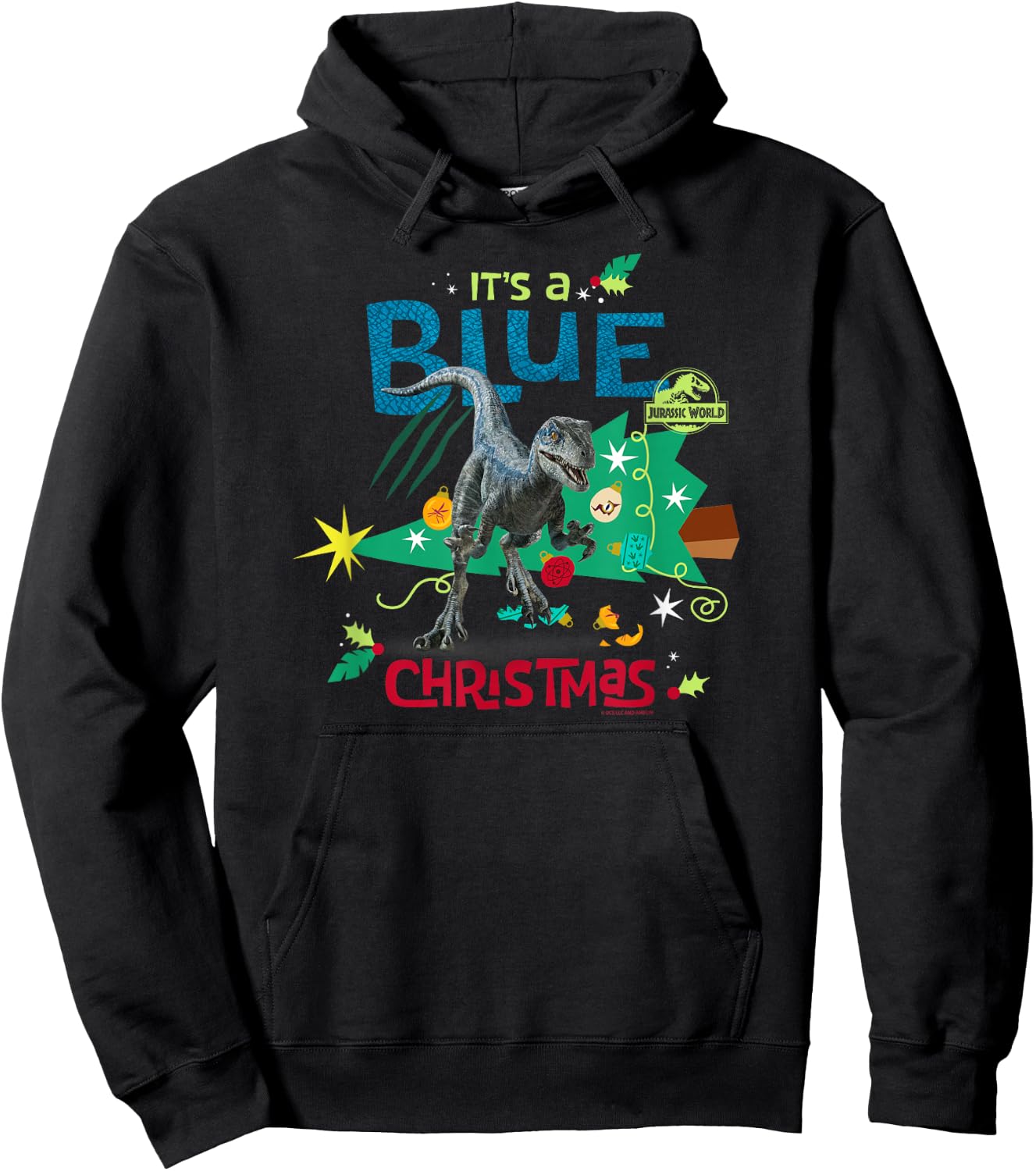 Jurassic World Blue Christmas With Blue The Raptor Hoodie - Hoodie | Black