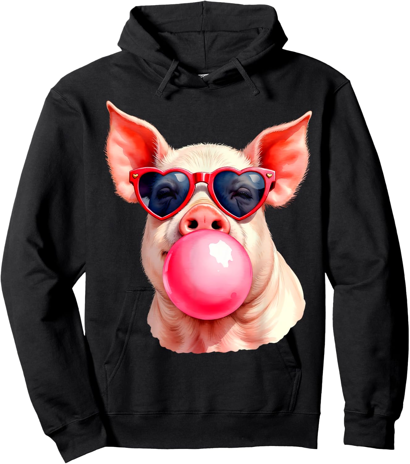 Pig Blowing Bubble Funny Pig Hoodie - Hoodie | Black