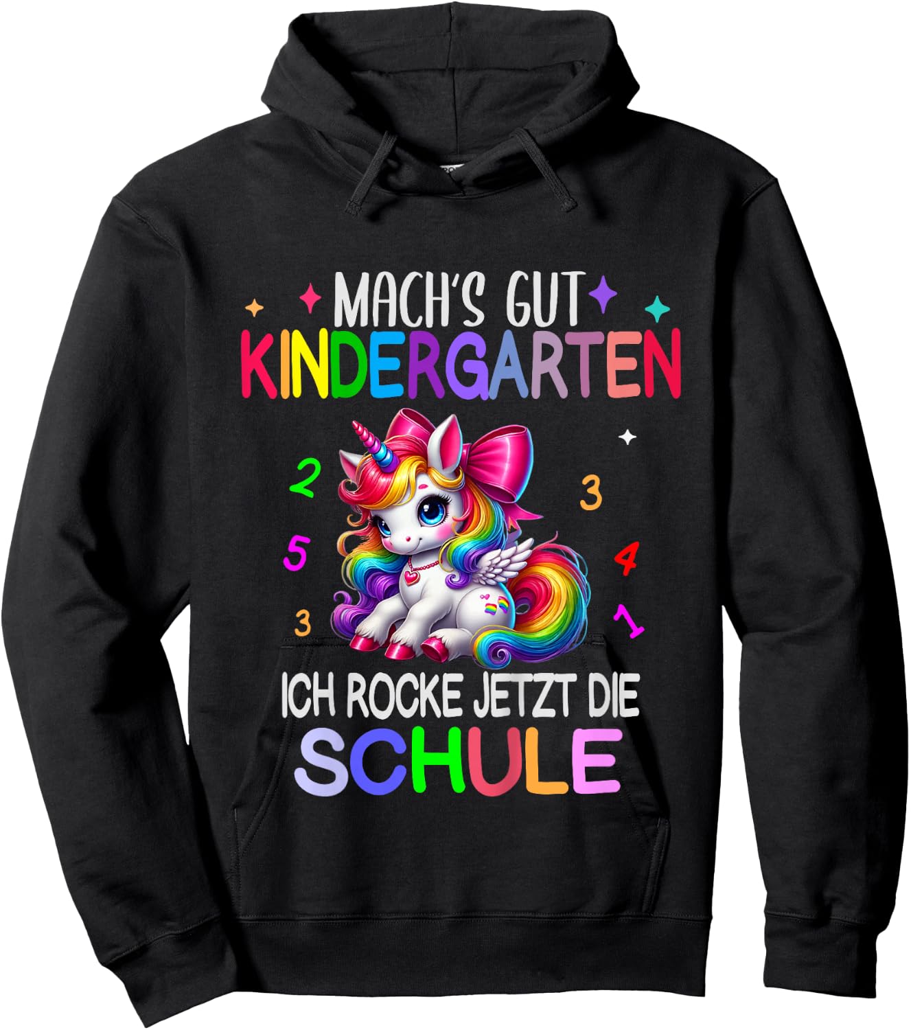 Kinder Ich Rocke jetzt die Schule Kita Abgänger Schulanfang Einhorn Hoodie - Hoodie | Black