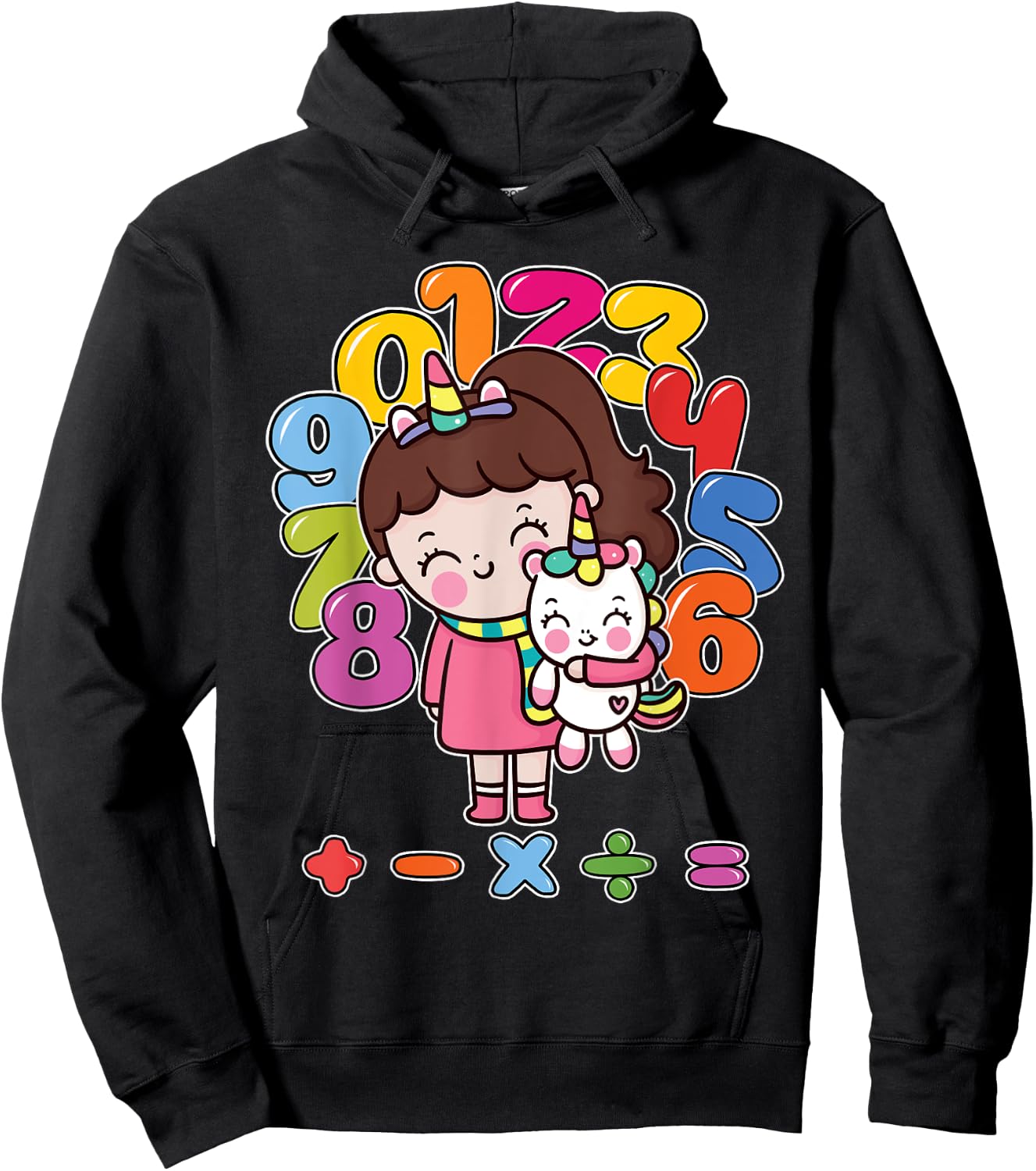 Number day maths day unicorn girl kids costume number day Hoodie - Hoodie | Black