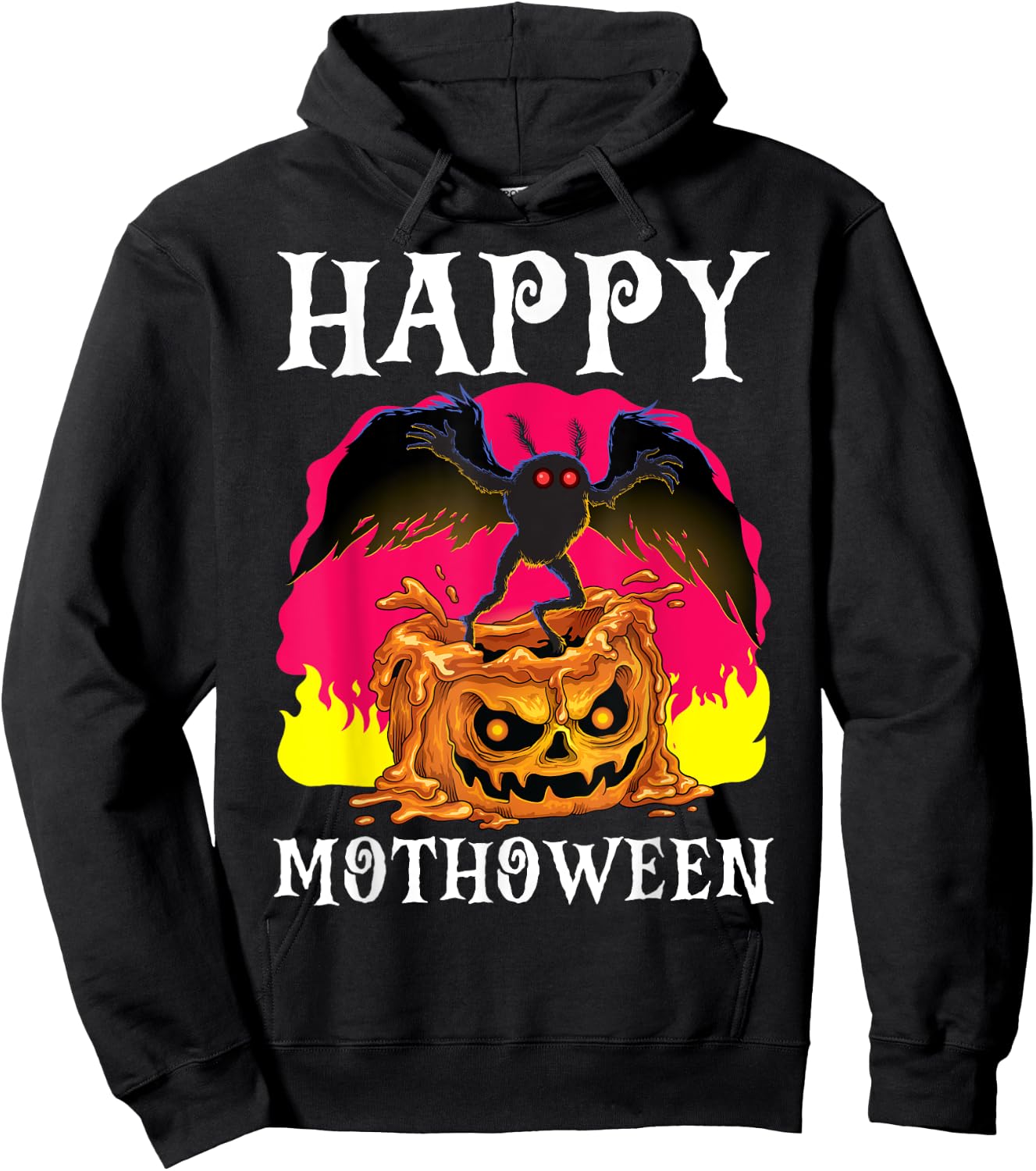 Happy Mothoween Halloween Mothman Folklore Creepy Cryptid Hoodie - Hoodie | Black